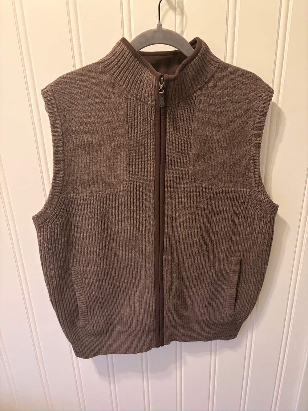 L.L. Bean Waterfowl Full-Zip Merino Lambswool Sweater Vest Mens SZ M